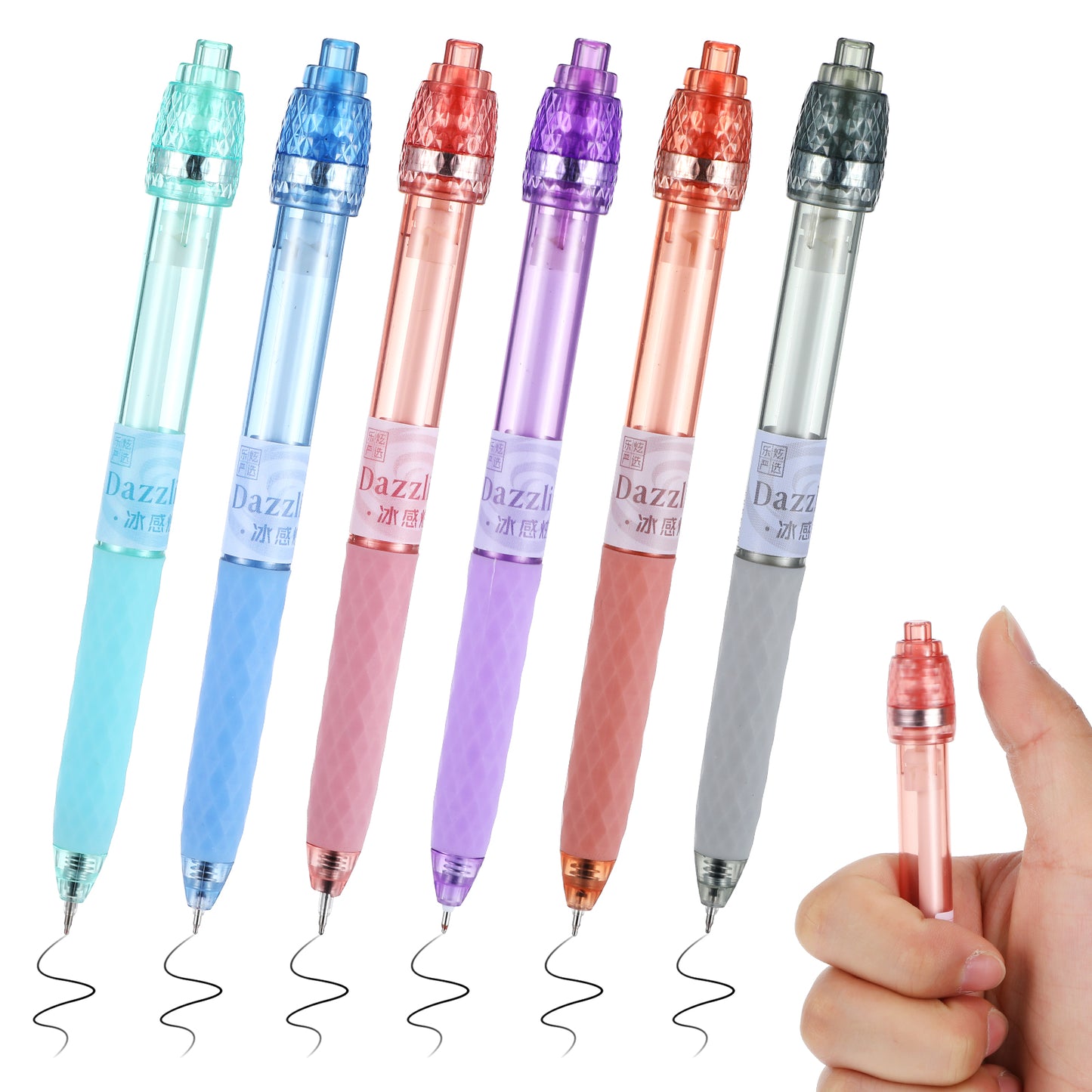GEEHUA 6pcs Fidget Pen, Rotating Gel Pens 0.5mm Fine Point Black Ink Ballpoint Pen Smooth Writing Rotating Stress Relief Pen Quick Dry Neutral Pens for Writing and Drawing School Office Gifts