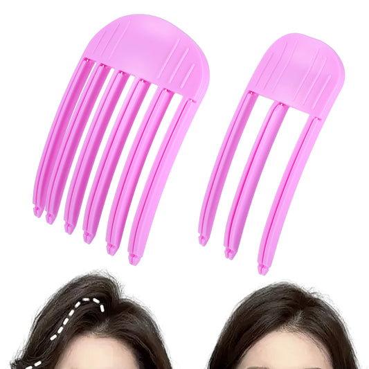 JIEYAO 2Pcs Wind Shaping Styling Combs for Fluffy Bangs and Heatless Curls, Quick High Crown Volume Tools Set Puffy Lazy Hair Clip No-Trace Hair Root Curlers for Women(Purple)