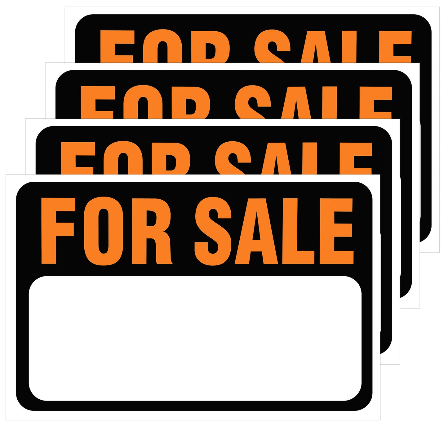 WJIAAA 4 Pack Car for Sale Sign, 12"x8" PVC Car for Sale Signs, Self-Adhesive Decals for Vehicles Windows, Boats, Garage Doors, Black with White Background