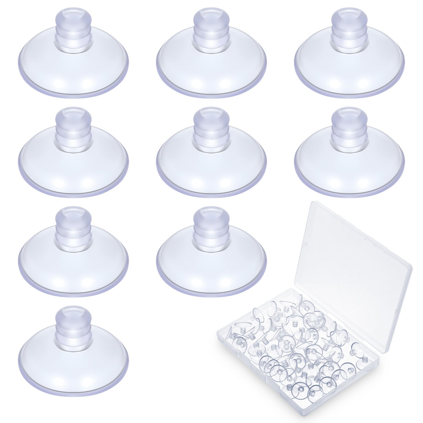Molain 60Pcs Transparent Suction Cups for Glass Table Tops, 20mm/0.8" Small Clear Window Suction Cups Window Suckers for Glass Furniture Desk Window Without Hooks