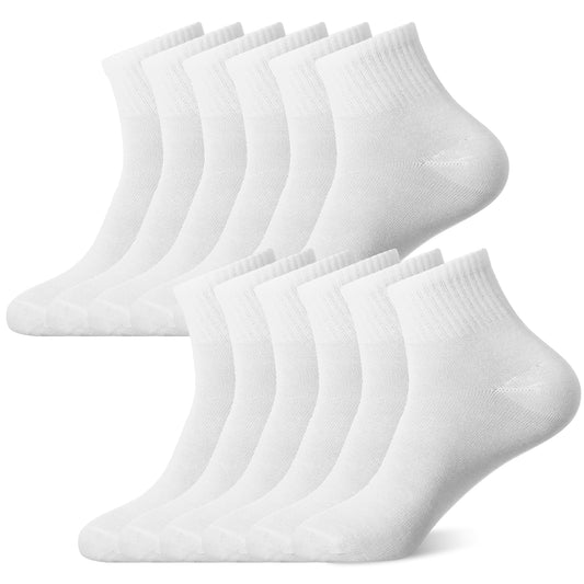 HJZHII 6 Pairs Women's Socks Sports Gym Leisure Socks, Breathable White Socks Cotton Socks for Sports, Leisure and Parties