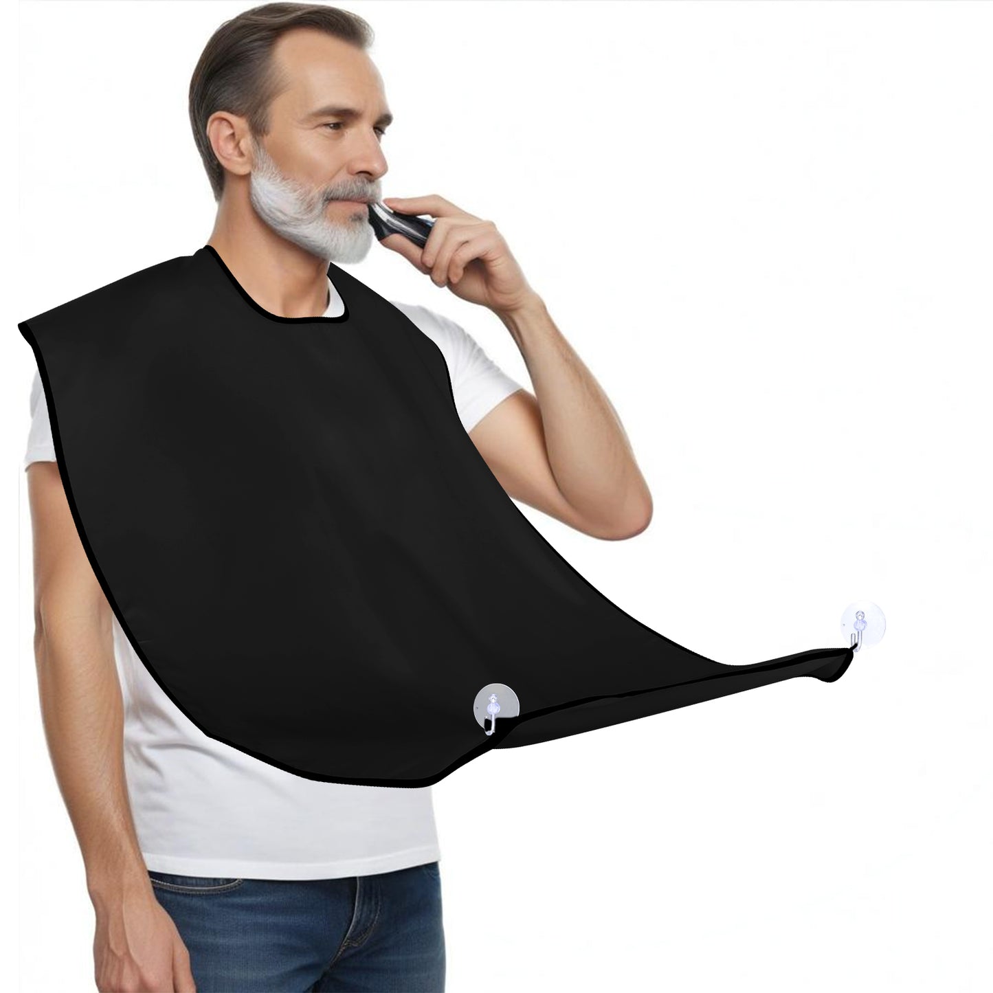 Molain Beard Bib Apron with 2 Suction Cups for Men, Adjustable Premium Hair Catcher Beard Bib Apron Waterproof Nonstick Christmas Gift for Dad Husband Boyfriend(Black)