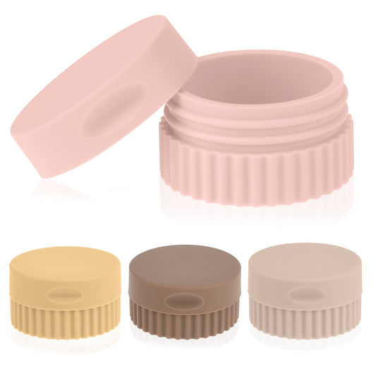 JIYIN 4 Pcs Travel Bottles Pots, 0.68 oz/20 ml Travel Containers for Toiletries, Small Silicone Cream Jars with Lid Leak-proof Travel Essentials for Cosmetic Face Body Skin Cream Medicines