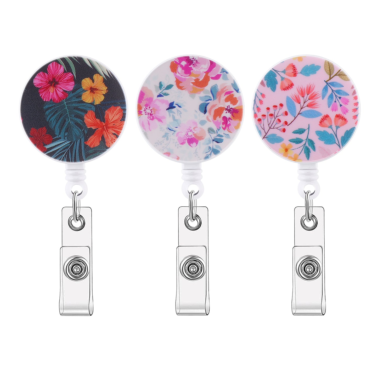 Molain Retractable Badge Reels, 3 Pcs Reel Clips Extendable Lanyard Belt Clip for ID Card Badge Holder for Office Teachers Nurse Student ID Card Key Badge Holder and Belt Clip Attachment