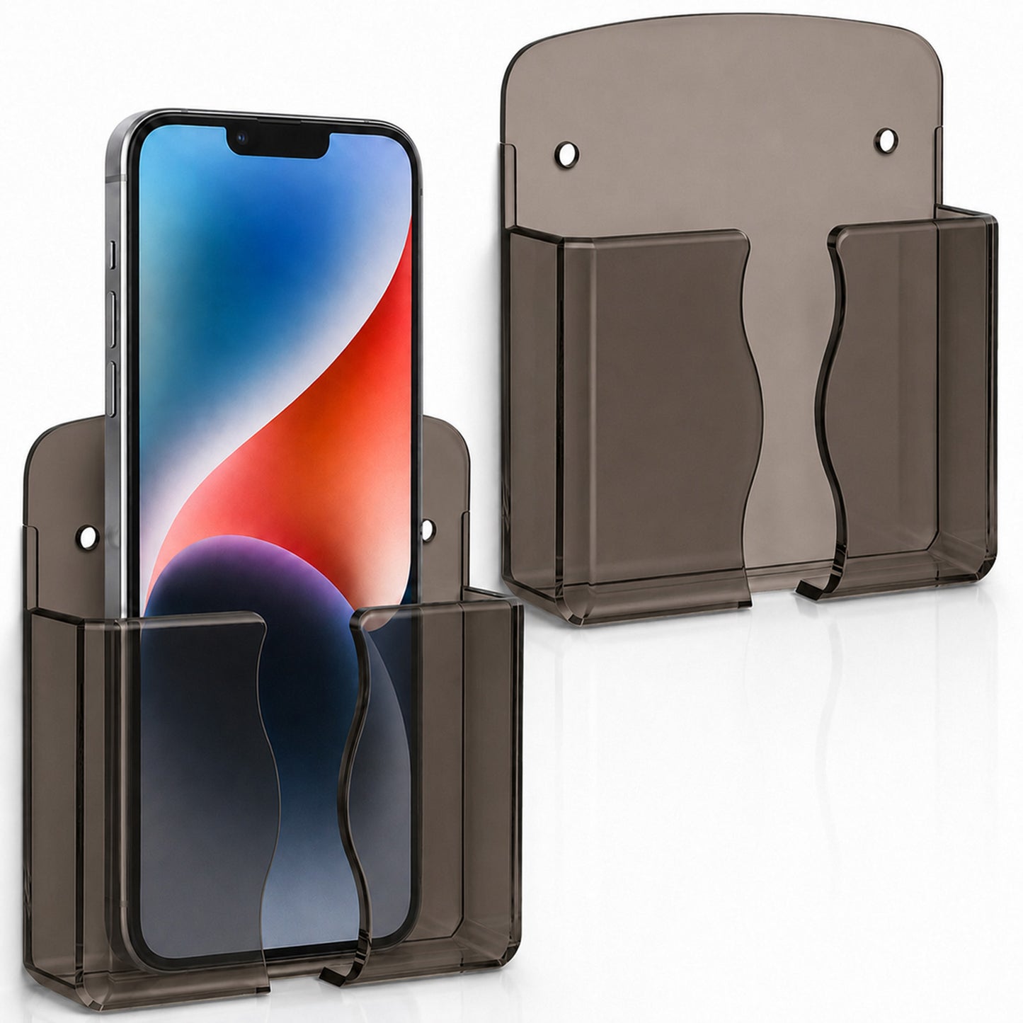 SULIKJHUI 2 Pcs Wall Mounted Phone Holder, Transparent Cell Phone Stand
