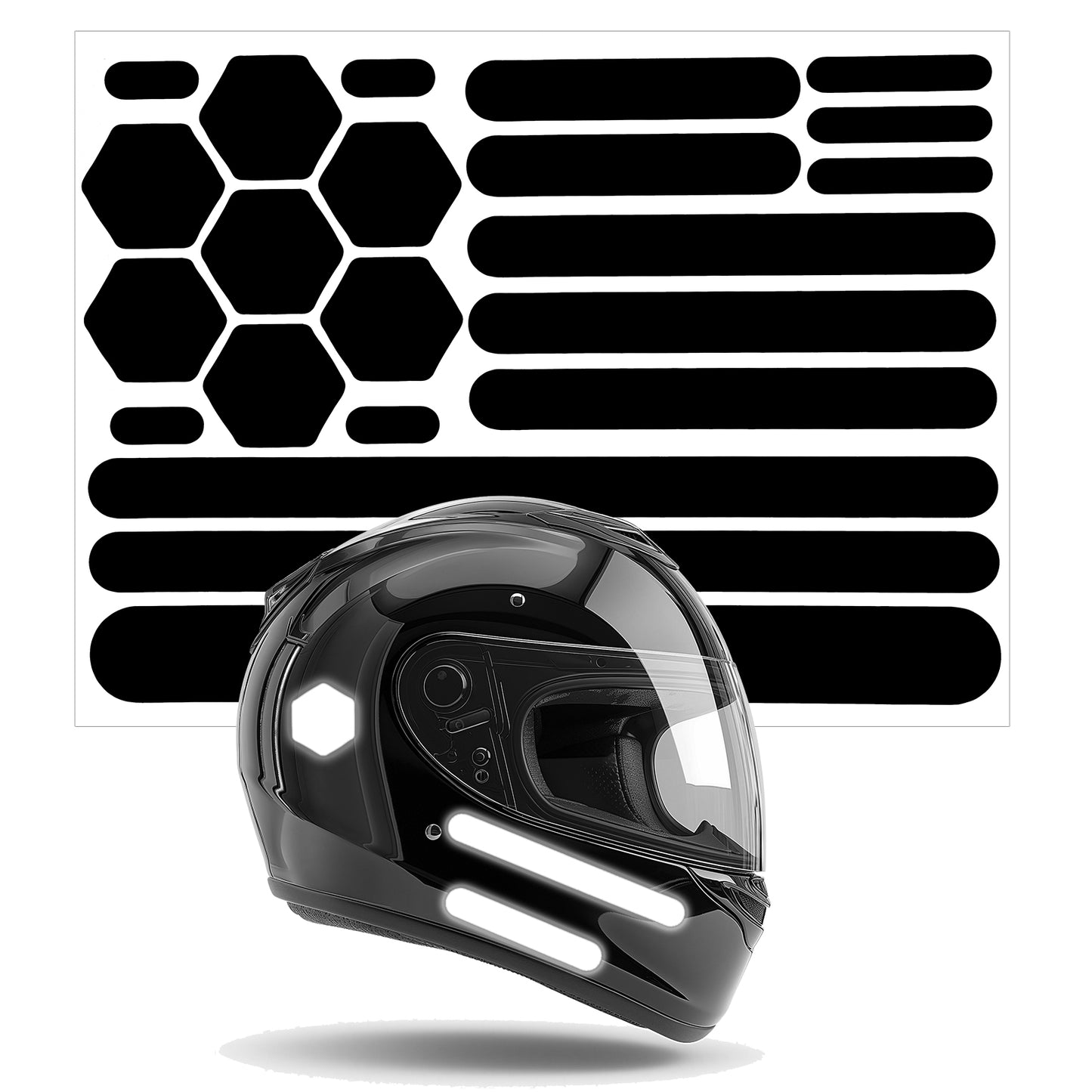Yuanchu Reflective Tape Kit, 22 Pcs Black Invisible Reflective Stickers Ultra-Thin Reflective Strips Running Accessories Dog Walking Runner Gifts Waterproof Helmet Stickers Skateboard Scooter Stroller