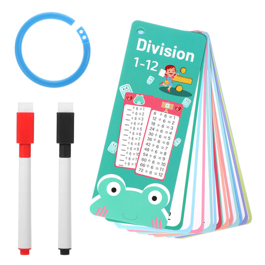 Bewudy 15 Multiplication Flashcards, Math Flashcards, 0-12 Multiplications Table Flashcard, Times Tables Poster with 2 Dry Erase Markers and 1 Ring for Multiplication Games for Grades 1 to 3
