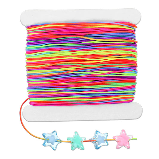 LXUEJIE Elastic Bracelet String, 1mm X 50m Stretchy Rainbow Bracelets String for Bracelet Making, Durable Elastic Cord for Bracelet Necklaces Crafts Jewelry Making