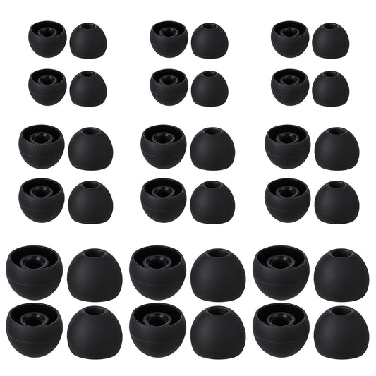 LXUEJIE 18 Pairs Silicone Ear Tips, Extra Small Ear Bud Covers Soft Earphones Earbuds Black Earbuds Tip Replacement Silicone Ears Bud Tips Replacement Kit Black Ears Tip for in-Ear Headphones (S/M/L)