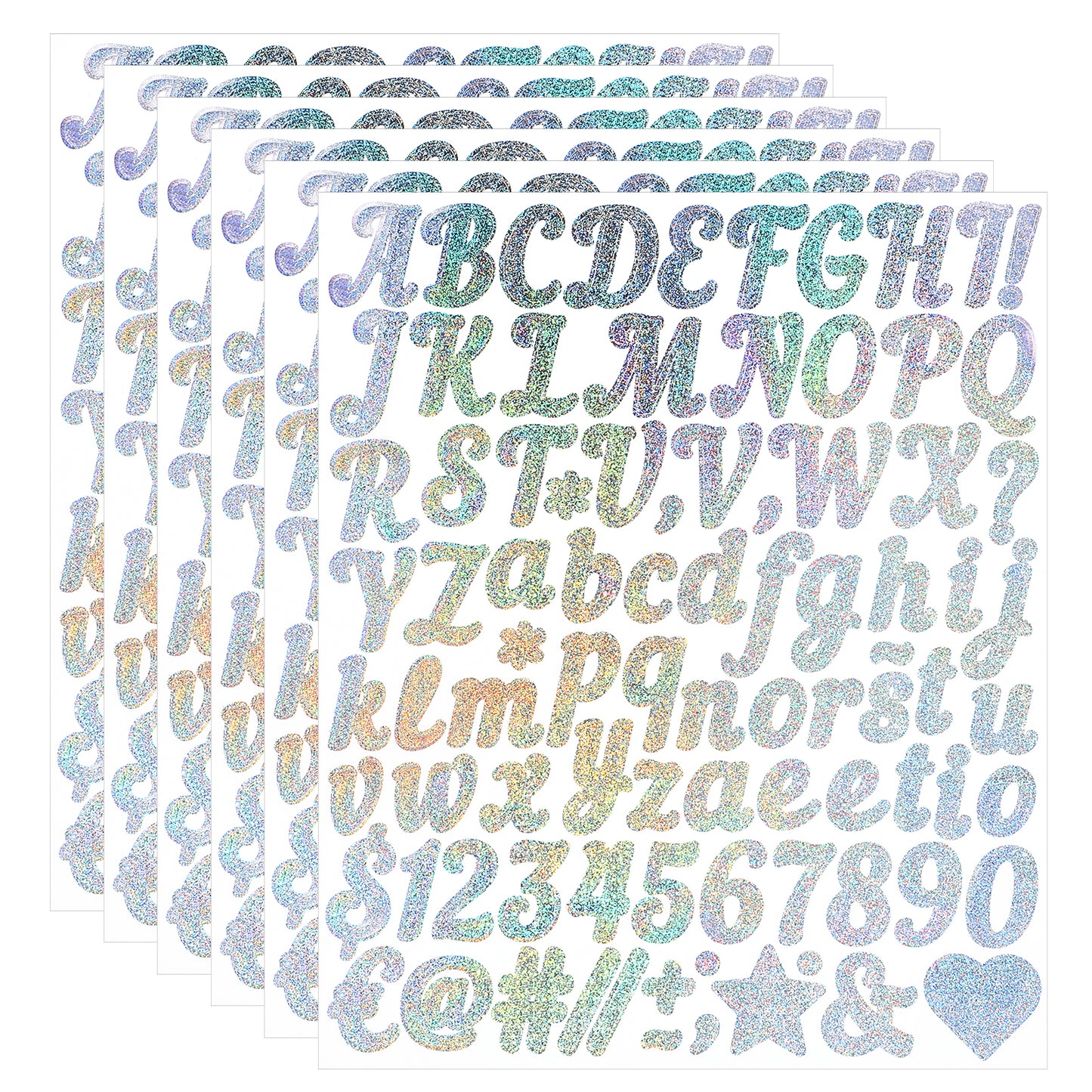 Giantree 1 Inch Small Self Adhesive Vinyl Letter Number Symbol Stickers Kit, Number Letter Stickers Waterproof Vinyl Alphabet Stickers for Mailbox, Water Bottle, Scrapbook, Notebook (Silver)