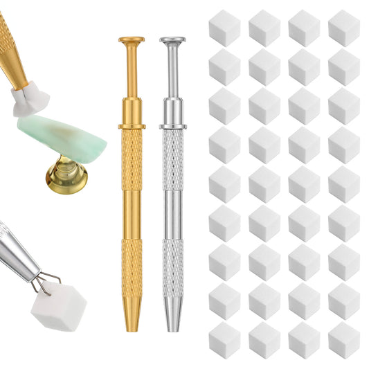 JJUNW Nail Sponges For Ombre, Manicure Nail Art Tools, Soft Nail Art Sponges With Grabbing Pen Nail Accessories Supplies for Home and Salon