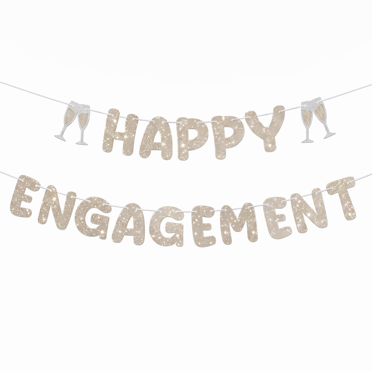 Jeffdad Happy Engagement Banner, Glitter Engagement Party Decorations