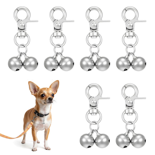 Cobee 6 PCS Bells for Cat Collars, Dogs Training Bell, Loud Charms for Dogs and Cats Pet Jingle Bells Training Charm Pendant Jewelry Accessories for Dog Cat Collar Necklace (Silver)
