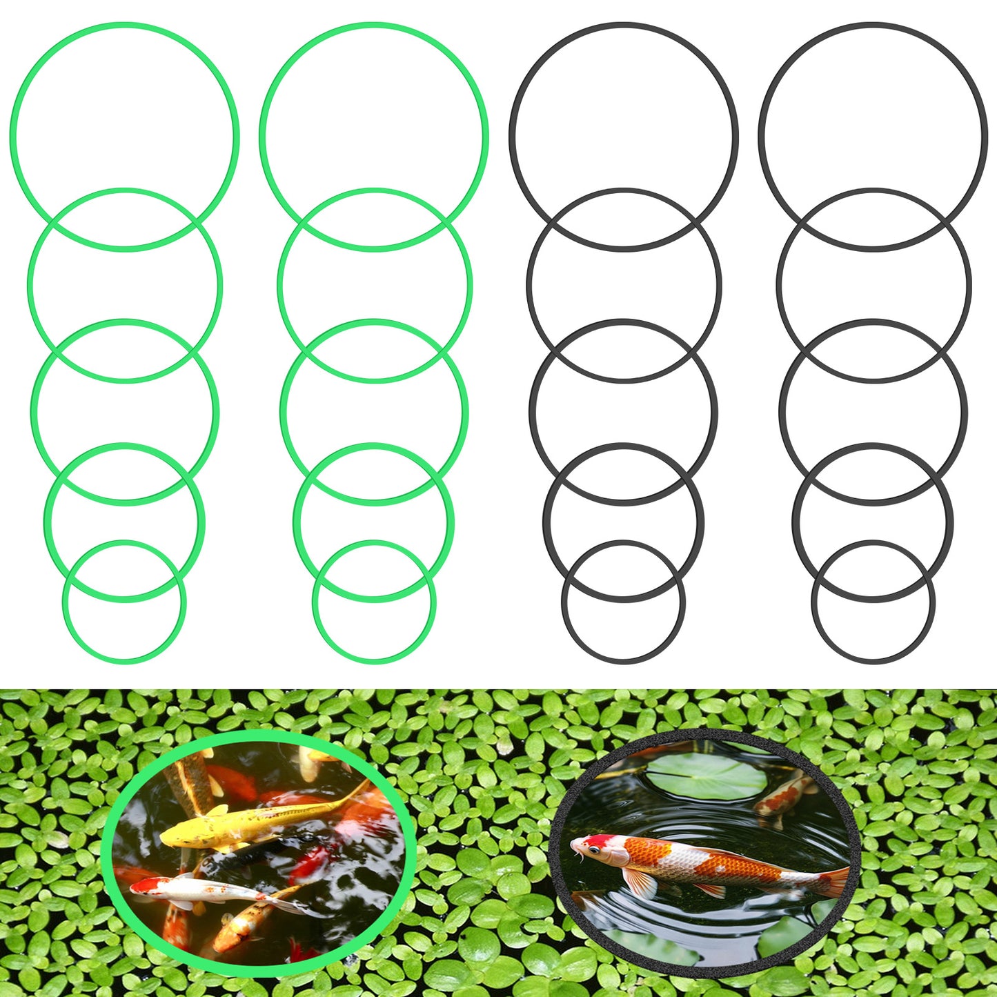 TIESOME 20 Pcs Round Feeding Ring for Fish Tank, 5 Sizes Aquarium Floating Plant Corral Floating Plant Barrier Fish Tank Aquarium Accessories for Intercepts Floating Plants Black
