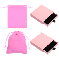 BOHUIZ 2 Pack Jewelry Gift Boxes with Lids and Velvet Jewellery Pouches, Small Gift Boxes 3.14" Cardboard Jewelry Boxes Drawer Type Jewelry Organizer Box For Necklace Bracelets Earring Jewelry Display