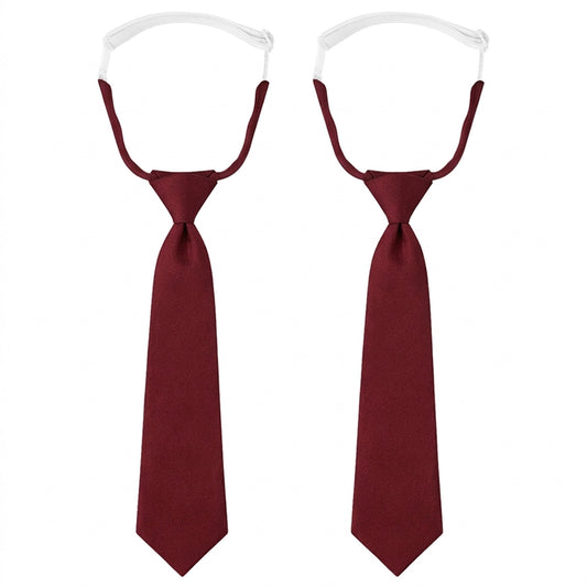 MBAIYO 2 Pcs Black Tie for Women, 13" Pre-tied Adjustable Women's Ties Skinny Necktie for Gradation Business Cosplay Necktie(Wine Red)