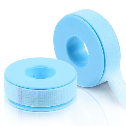 HJZHII 2 Rolls Lash Tape for Eyelash Extensions, 9m/10yd Silicone Gel Breathable Microporous Eyelash Extension Tape Blue Adhesive Eyelash Tape for Sensitive Skin Makeup Wound Care(0.49in)