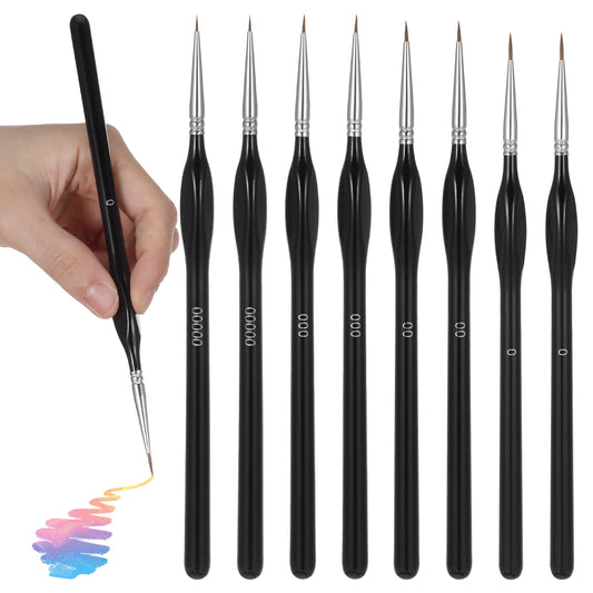 BOHUIZ 8Pcs Micro Paint Brushes with Triangular Handles - Detail Thin Paint Brush Detail Miniature Paint Brush Extra Fine Brush Set for Acrylic, Watercolor, Models, Miniature Craft, Art Painting