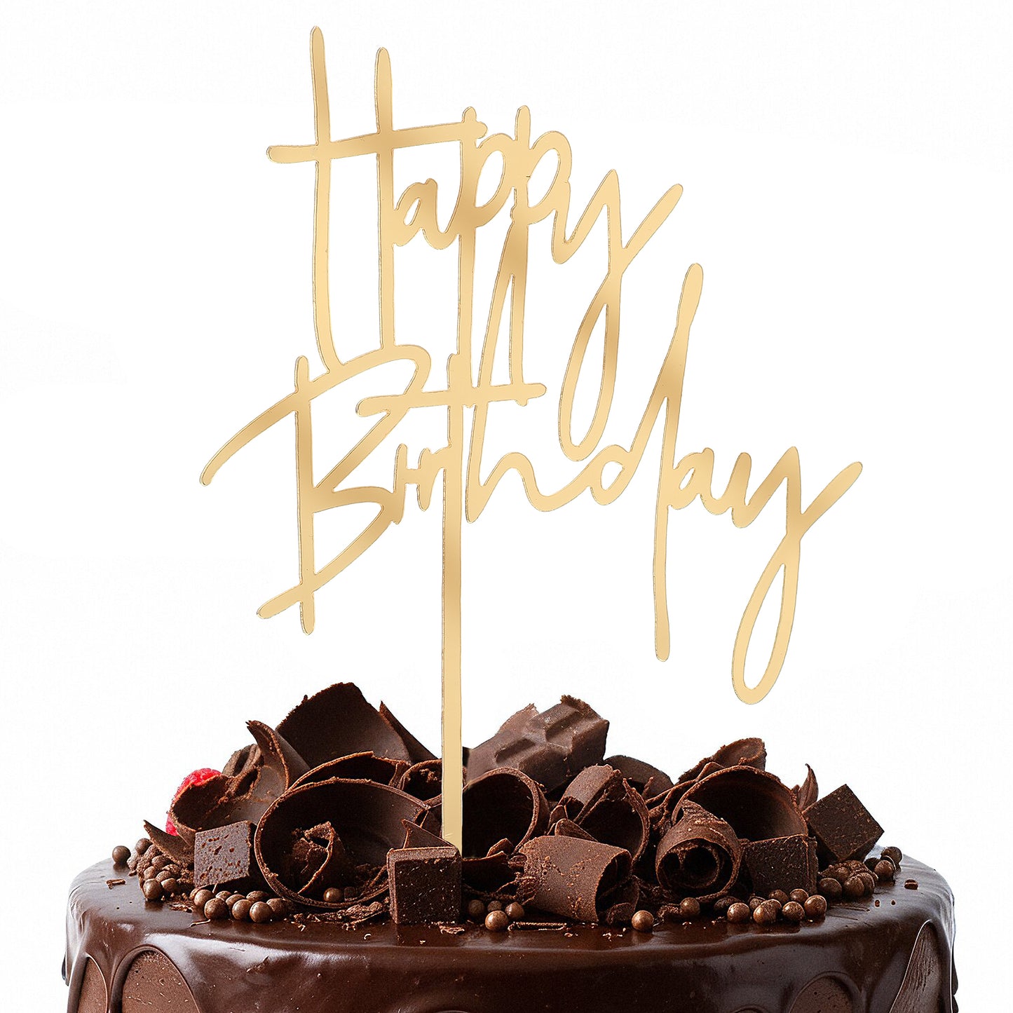 XLIUAX Happy Birthday Cake Toppers, Birthday Cake Toppers Acrylic Cakes Topper 5.5 × 4 In Cakes Sign Decorative Topper for Party Dessert Party Decorations Supplies Keepsake for Family Friends(Gold)