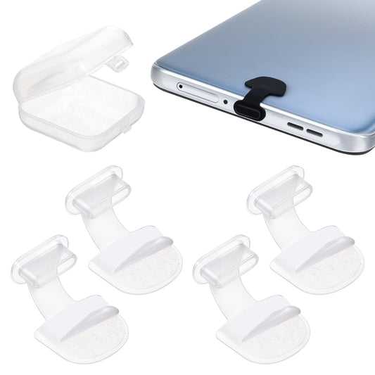 Giantree 4Pcs USB C-Type Anti Loss Dust Plugs, USB C Dust Cover Dust Plug, USB Type C Anti Dust Plugs Cover, Silicone Phone Charging Port Dust Cover All USB C Ports (with Clear Case)(White)