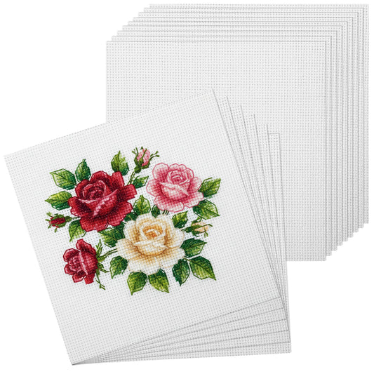 cobee 15Pcs Embroidery Fabric, Cross Stitch Fabric, Pre Cut Embroidery Fabrics Squares Embroideries Cloth, Cross Stitch Supplies for Embroiderys Garment Craft DIY Handicrafts