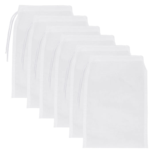 HJZHII Aquarium Filter Bags, 9x5 Inch Fish Tank Media Mesh Percolation Bag High Flow Fine Mesh Net with Elastic band for Fish Tank Bio Balls, Activated Pelletized Carbon, Net Hole 0.2mm White(6 Pcs)