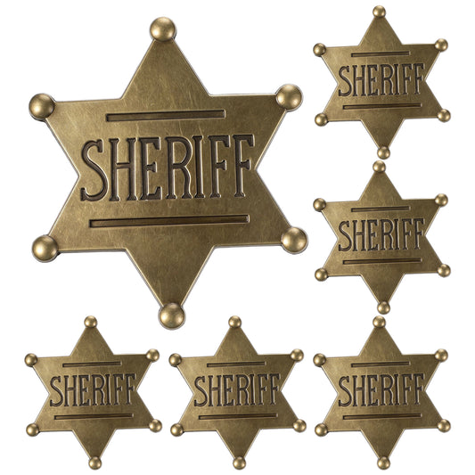Amaxiu 6 Pcs Sheriff Badges, Metal Western Sheriff Star Pins Brooches