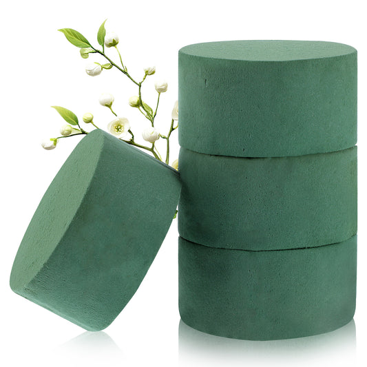 Giantree 4Pcs Floral Foam, 4 Inches Floral Foam Round, Wet Dry Flower Foam Blocks Artificial Flowers Arrangement, Floral Foam Blocks Styrofoam Block for Wedding Aisle Flowers Party (4 Inch)