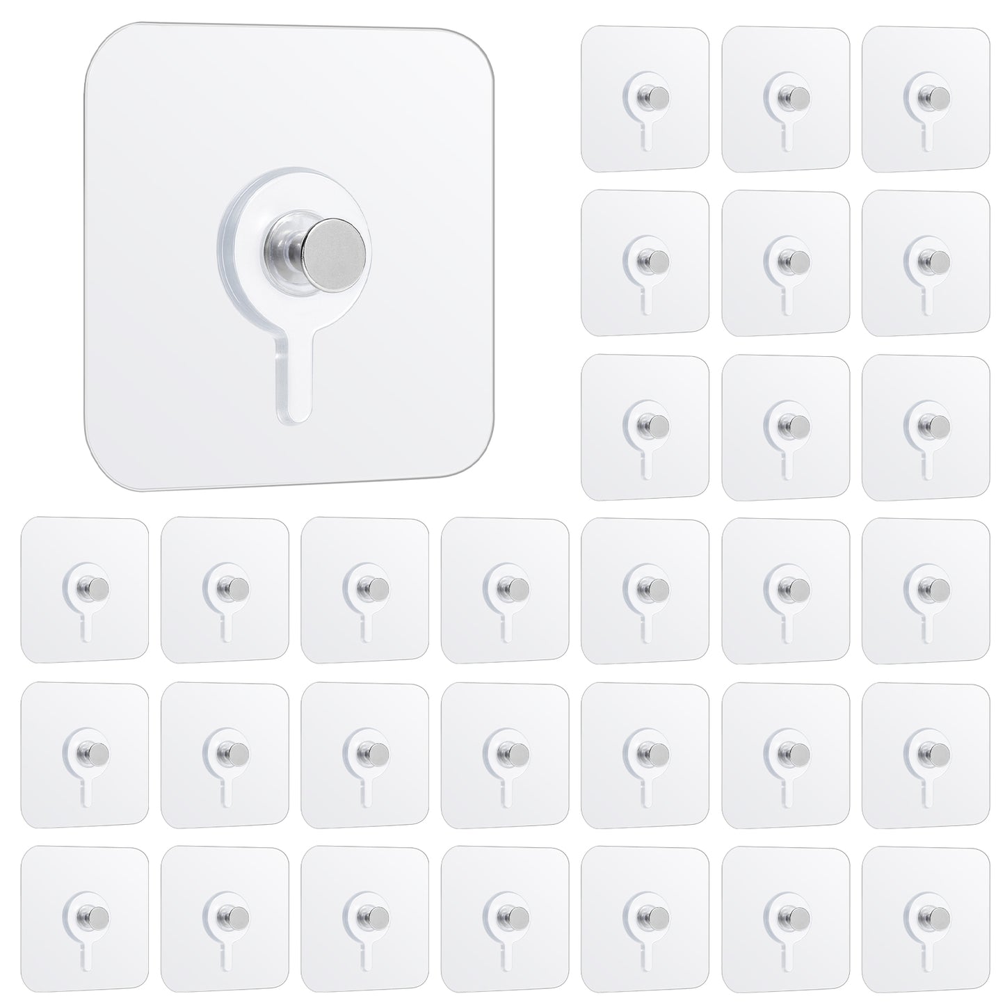 XLIUAX 30 Pcs Self-Adhesive Picture Hooks, Transparent Sticky Hooks No Nails Heavy Duty Wall Hook for Kitchen Bathroom Living Room Use Photos, Poster, Frames, Wall Art Decor