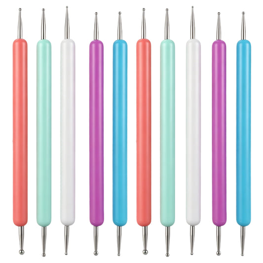 JIEYAO 10Pcs Dotting Tools Set, Pattern Tracing Stylus Ball Embossing Stylus for Transfer Paper Ball Tip Clay Tools 5 Size Tracing Stylu Dot Drawing for Pen Rock Painting