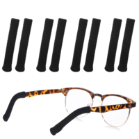 Giantree 4 Pairs of Glasses Ear Pads, Soft Elastic Glasses Ear Pad, Nylon Glass Arms Pads, Non-Slip Glass Arm, Soft Knitted Eyeglass Arm Pad, Suitable for Behind-The-Ear Eyeglasses, Black