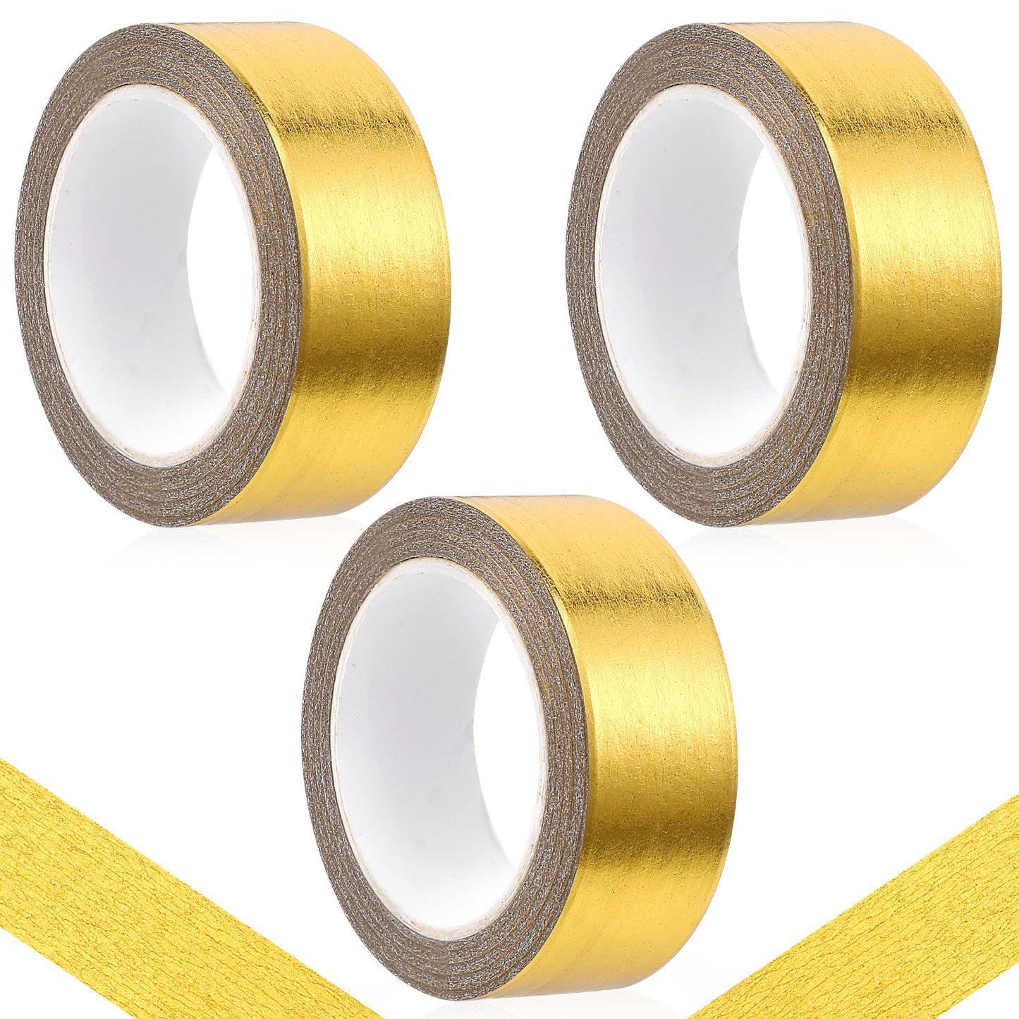WJIAAA 3 Rolls Gold Washi Tape for Wall Decor, Low Tack Self-Adhesive Gold Foil Tape, 0.59in x 99FT Decorative & Removable for Scrapbooking, Journals, Gift Wrapping (1.85in Width)
