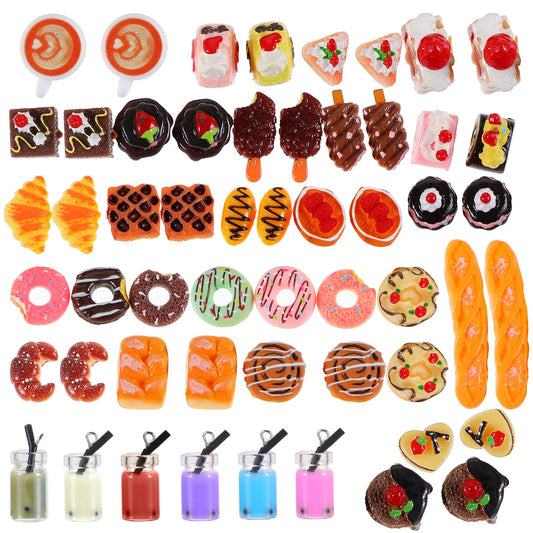 Molain 54Pcs Miniature Food Drink Bottles Mini Food Drink 1:12 Scale Miniature Dolls House Food Accessories Pretend Play Kitchen Game Party Toys Miniature Kitchen for Doll House Kids Daughter Adult