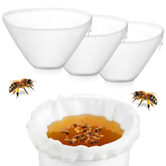 Andibro 3 Pack Honey Strainer for 5 Gallon Bucket, Nylon Milk Filter Bag with Drawstring Fine Mesh Sieve for Honey Beer Nut Milk