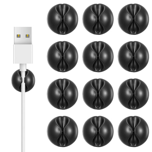 Bewudy 12PCS Holder Cable Clips, Cord Holder for Nightstand Adhesive Cord Organizer Charger Holders Data Cable Holders for Nightstand Desk Office or Mouse Wire Management