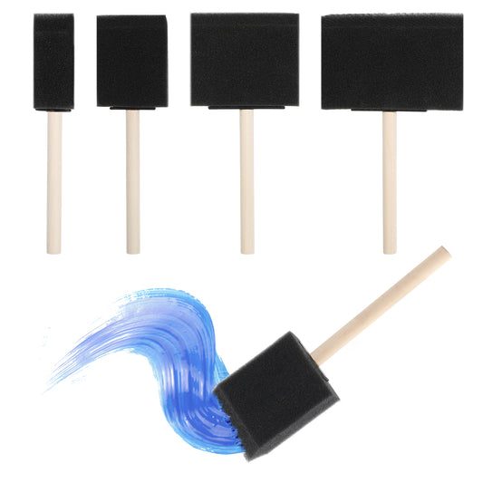 BOHUIZ 4 Pcs Foam Paint Brushes Set, 4 Sizes Sponge Paint Brushes with Wooden Handle, Painting Foam Brush Soft Paints Applicator Sponge Painting Tools for Craft DIY Craft Projects(4)