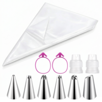 HJZHII 100Pcs Piping Bag and Nozzles Set, Icing Nozzles and Bag with Coupler Large Decorating and Pastry Bags Thick Icing Piping Bags for Cake Cupcake Dessert Cookies Decoration