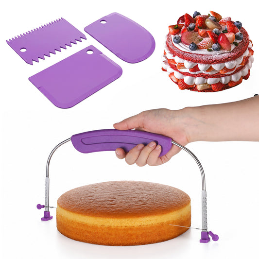 HJZHII Cake Leveler, Adjustable Cake Cutter Slicer with 3 Cake Scrapers