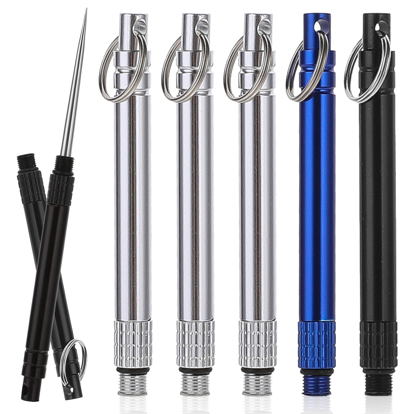 Giantree 6 PCS Portable Toothpicks, Metal Titanium Toothpicks, Reusable Toothpicks, Pocket Toothpicks with Keychain Dental Picks Fruit Toothpicks for Travel Picnic Camping (Color A)