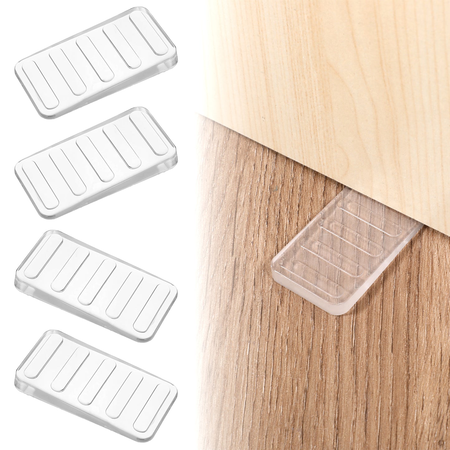 BOHUIZ 4 Pcs Plastic Clear Shims, Table Shims, Level Wedge for Home Furniture, Clear Toilet Levelers, Furniture Wedges for Hot Tub, Rubber Level Uneven Doors, Floors, Fix Highest Side 1/4"