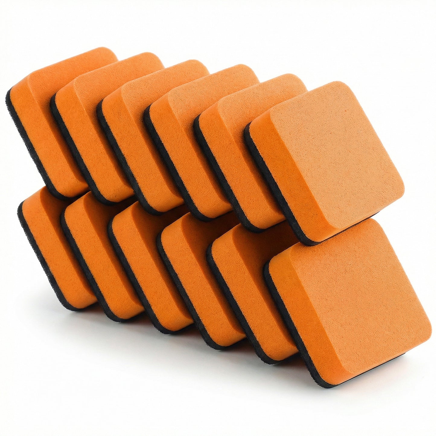 XLIUAX 12pcs Magnetic Whiteboard Erasers, Mini Dry Erase Eraser with Thick Felt Pad Chalkboard Cleaner Wiper for Cleaning Drywipe Boards for Home Office Classroom Supplies, 2" x 2"(Orange)