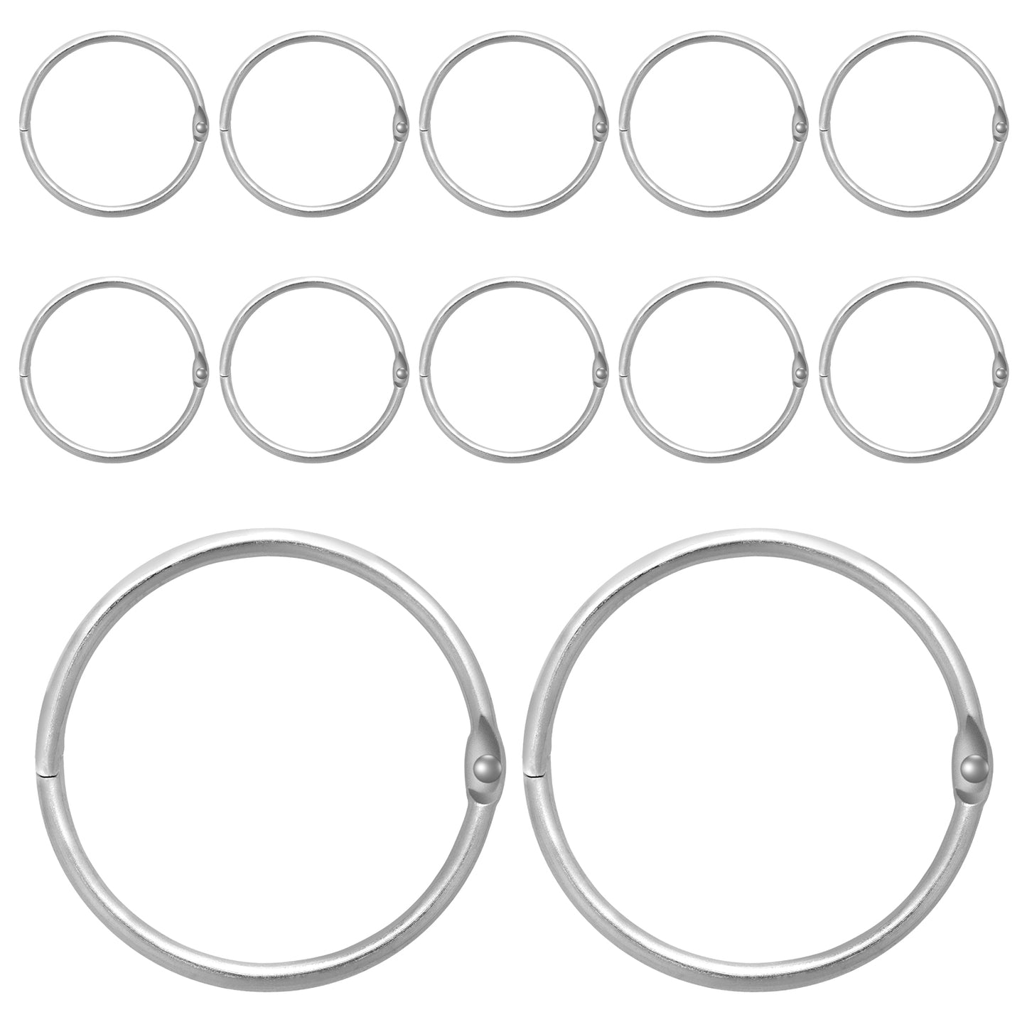 DOPENSPI 12PCS 5cm Loose Leaf Binder Rings, Metal Book Rings Binding Ring Flashcard Ring Binder Index Cards Keychain for Office School Home Use