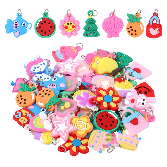 LXUEJIE 60 Pcs Rubber Loom Charms, Charms For Rubberband, Looms Rubber Bands Bracelet Kit, Loom Bracelets Silicone Charm for Bracelets Funny Shoe Charm for Sneakers Pendant Bracelet Making
