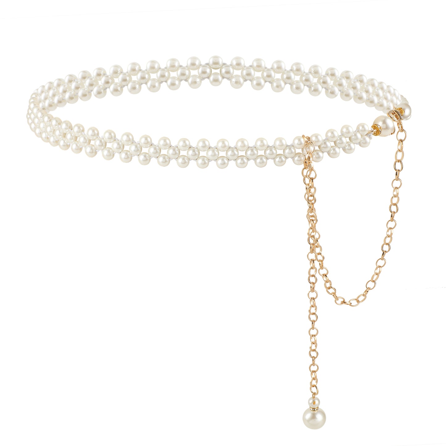 YUXMU Elegant Pearls Belts, Adjustable Pearl Waist Chain White Bridal Wedding Belt Jewelry Accessory for Women Girls Wedding Formal Dress