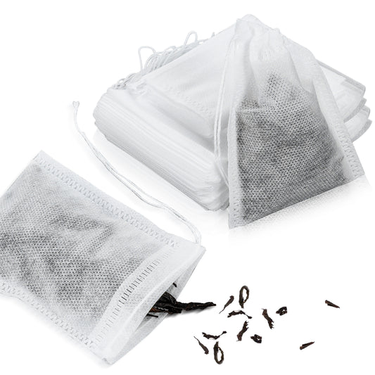 MBAIYO 30 Pcs Spice Bags for Cooking, 4 x 3 Inch Muslin Bags with Drawstring Reusable Empty Tea Sachet Bag Cheese Cloth Bag for Cooking Soup Loose Leaf Tea