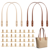 HJZHII 4PCS PU Leather Purse Bag Handles, Leather Purse Straps Wraps Mount Handbag Band with Rivets Replacement Rivets Purses Strap for DIY Shoulder Bags Underarm Bag Crochet Bags