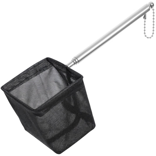 JIEYAO Aquarium Fish Net with Extendable Handle, 2.5" Tiny Fish Tank Net, Small Soft Fine Fishing Mesh Telescopic Aquarium Skimmer Nets Cleaning Tanks Aquarium Accessories for Tank Pond Creek (Black)