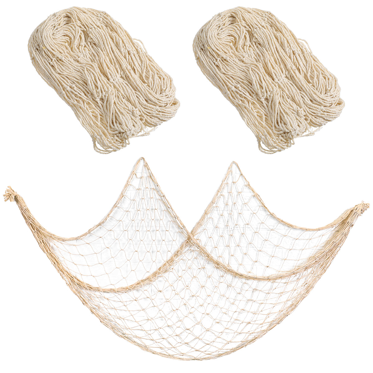 SULIKJHUI 2 Pcs Fish Net Decor, Decorative Fishing Net 59x39 Inch, White