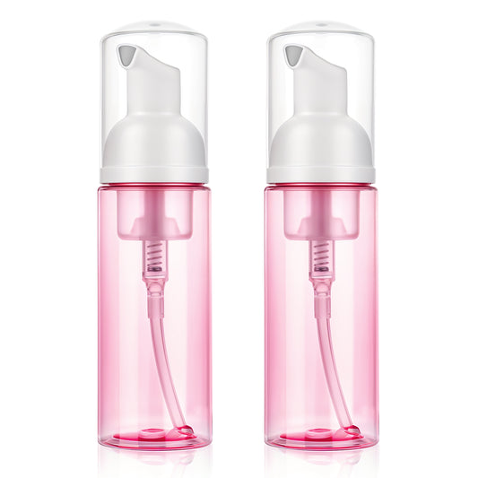 Molain 2 Pack Foam Pump Bottle Dispenser, Travel 60 ml/2 oz Refillable Empty Plastic Foaming Soap Dispenser for Hand Soap, Face Wash, Lash Shampoo, Skin Care (Pink)