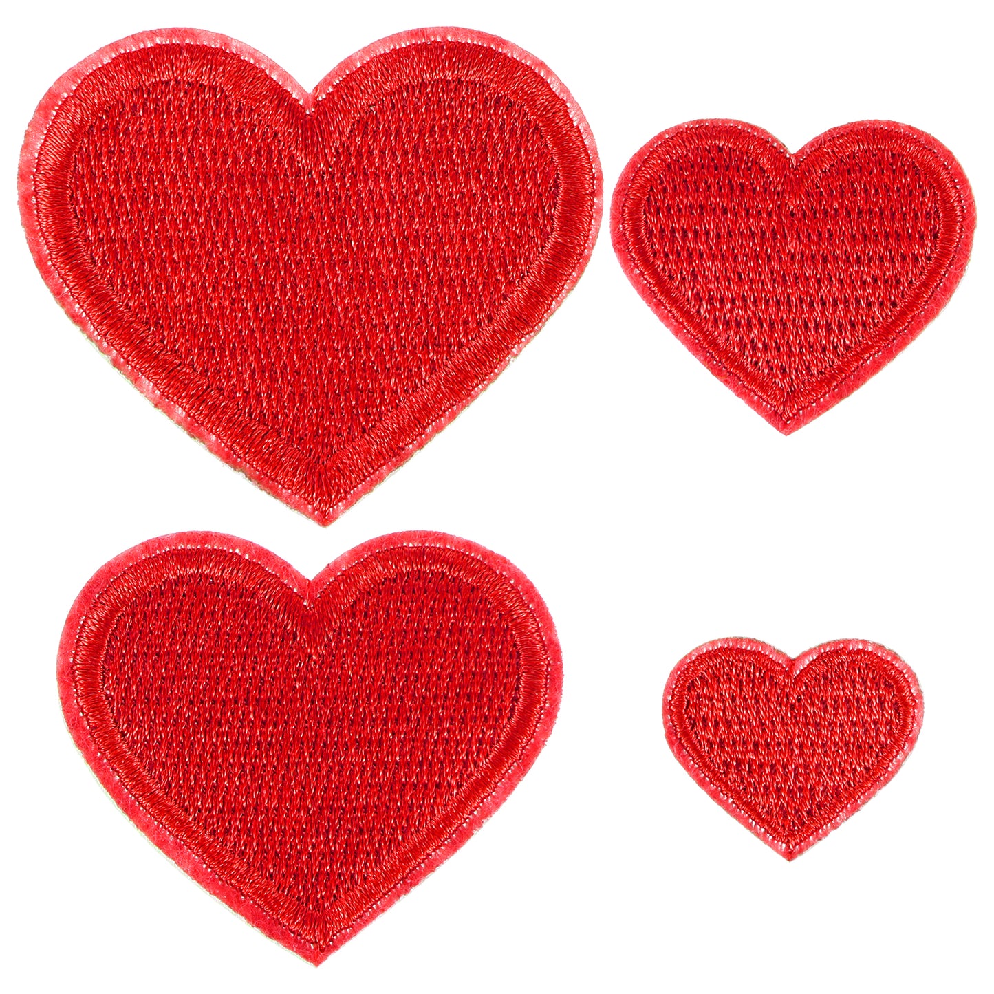 XLIUAX 40 Pcs Heart Iron On Patches, Iron On Heart Patches Hearts Patch Mini Sew-on Embroidered Patch for Clothing Jackets Backpacks Jeans Hats Applique Four Sizes(Red)